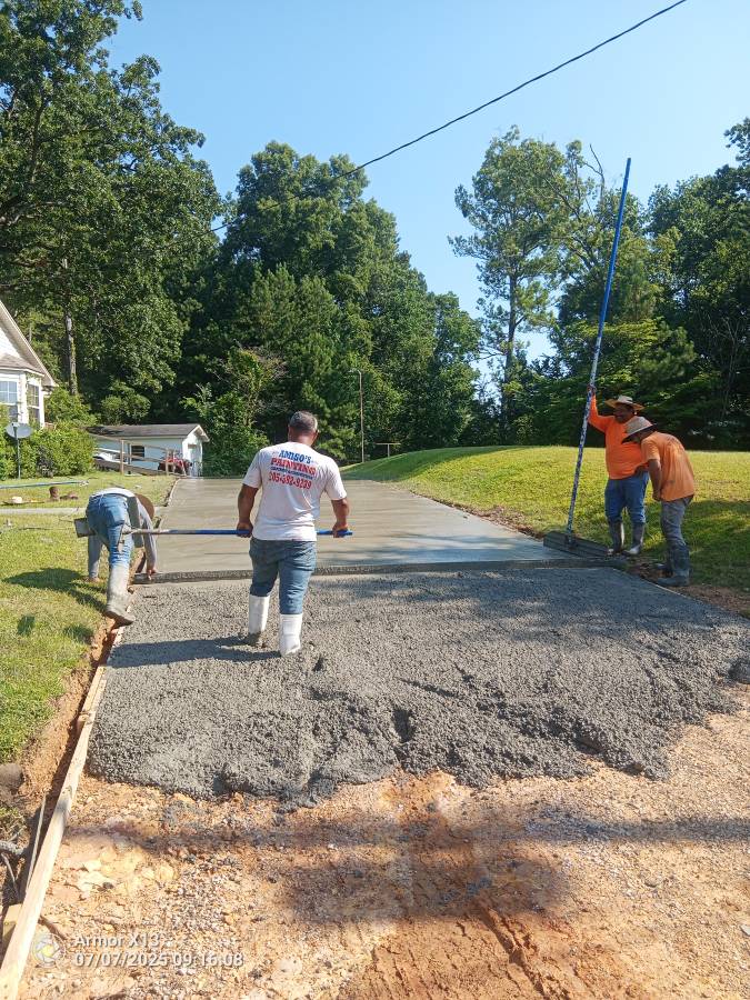 Concrete driveway pour